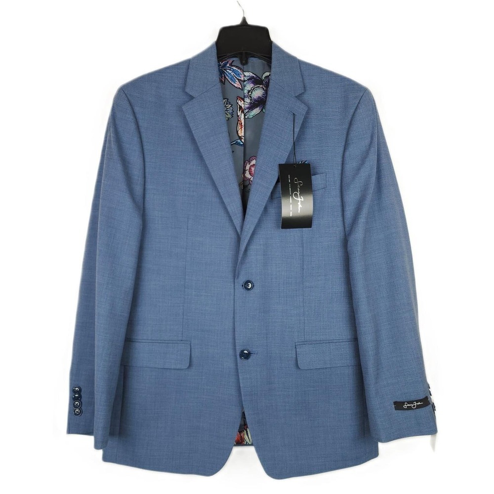 Sean John Mens Classic Fit Suit Jacket Blazer 36r Blue Solid Stretch Nwt